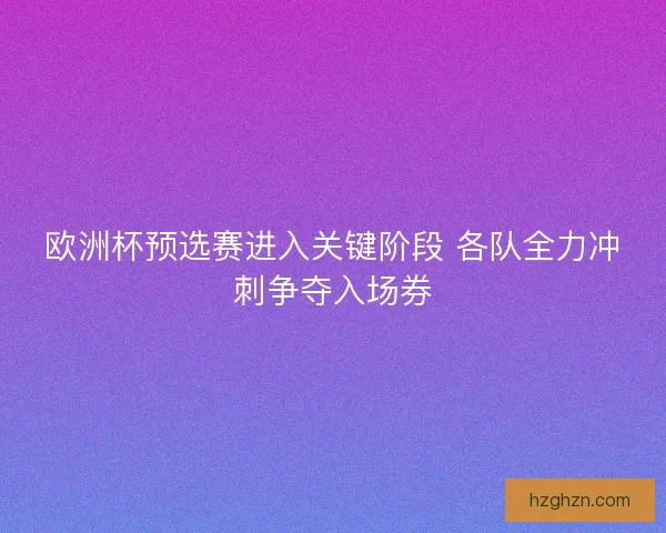 欧洲杯预选赛进入关键阶段 各队全力冲刺争夺入场券